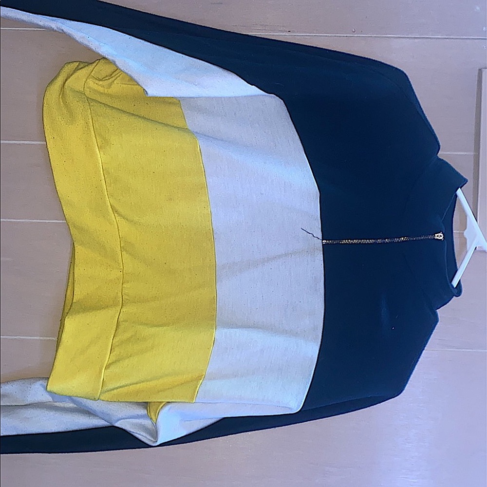 black white and yellow turtleneck sweater